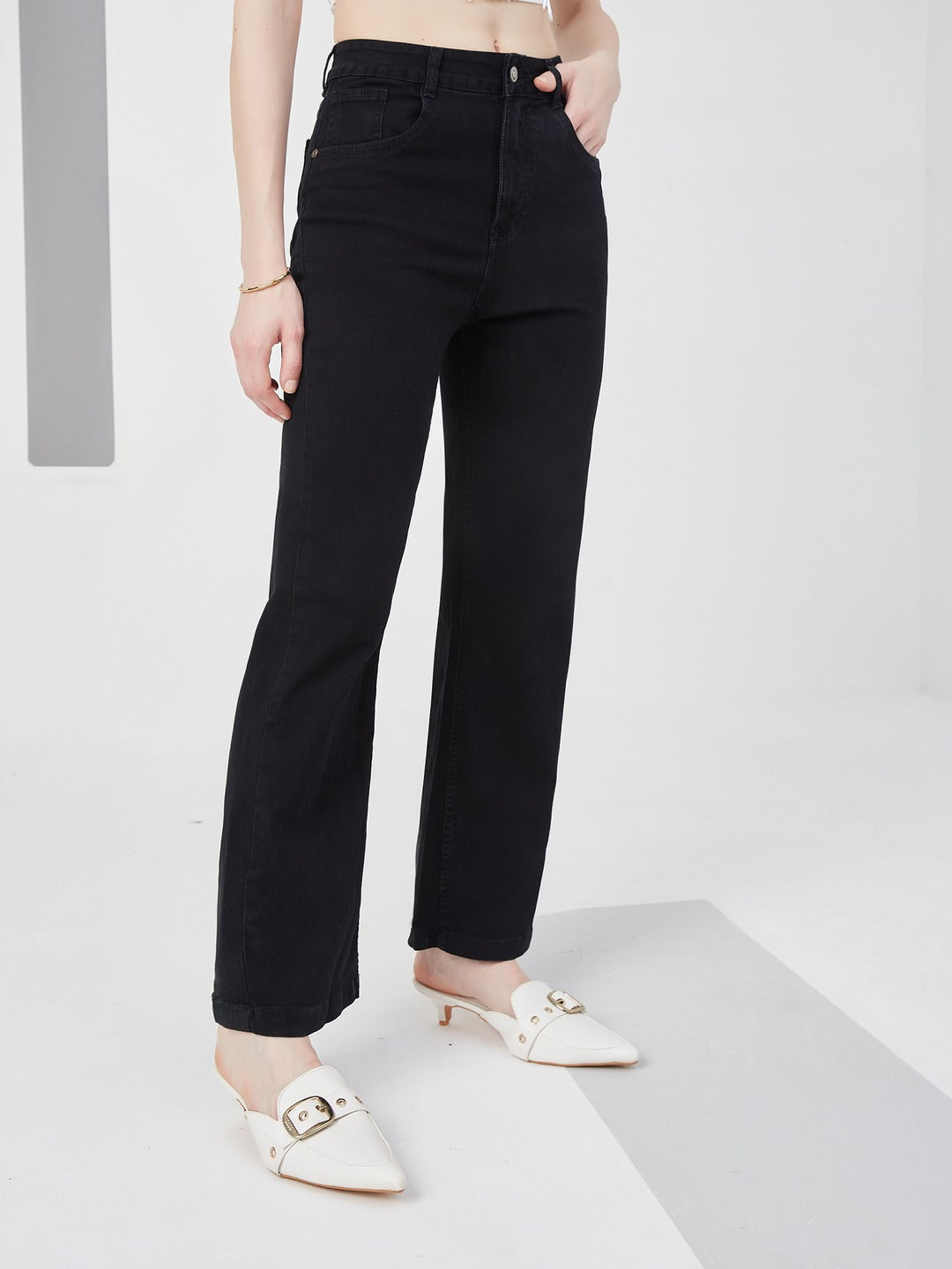 Black Straight high-rise Stretchable…