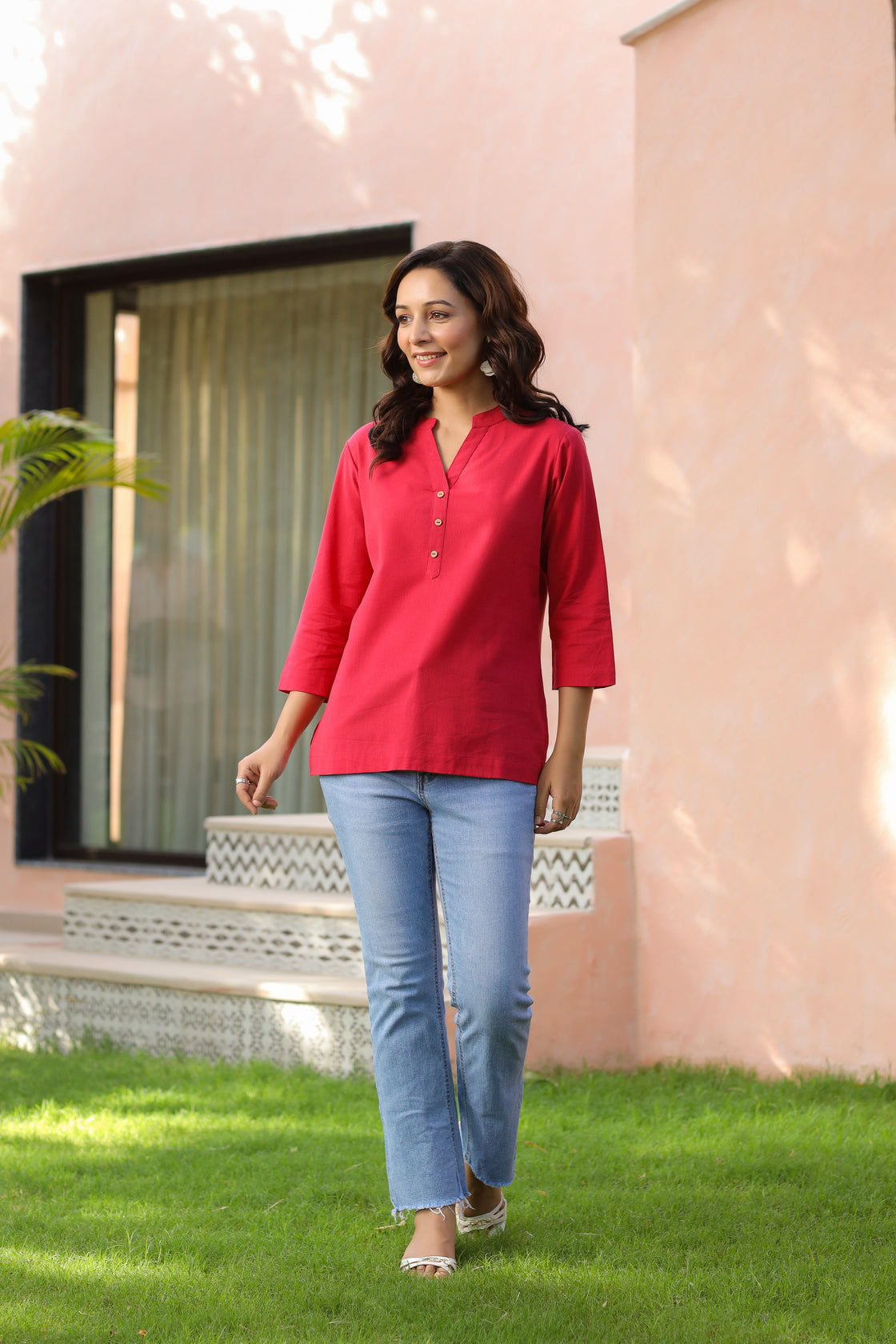 Women Mandarin Collar Pure…