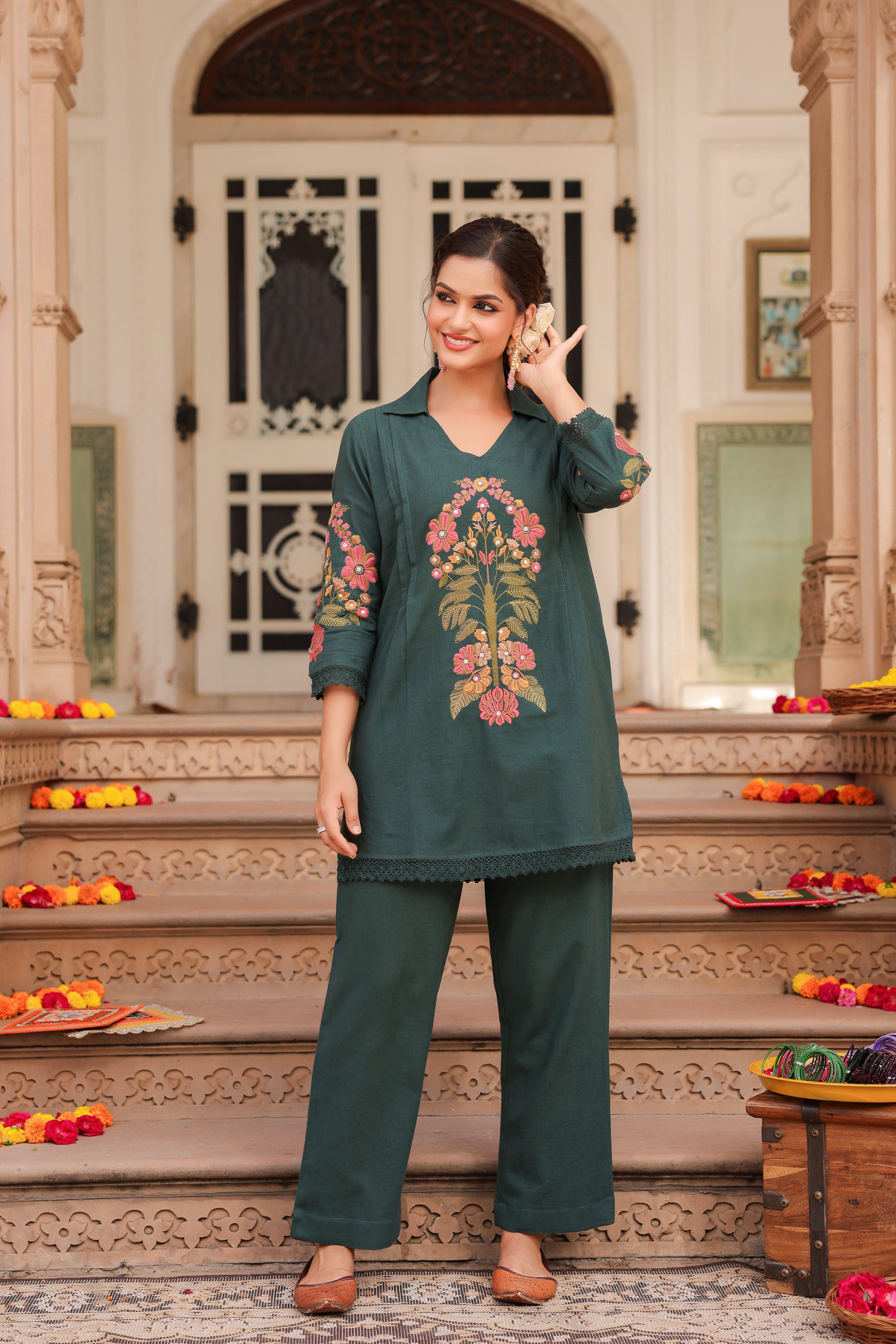 Embroidered Pure Cotton Tunic…