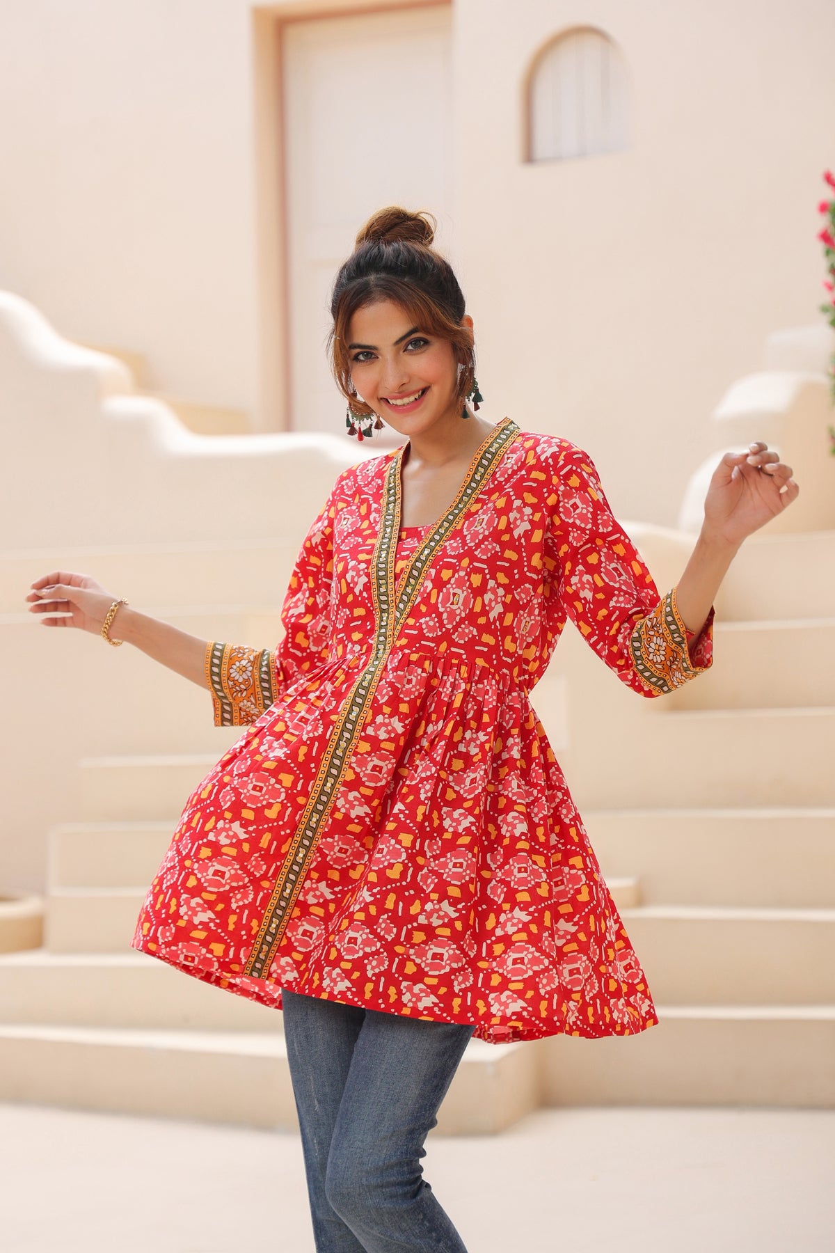Floral Printed Cotton Empire…
