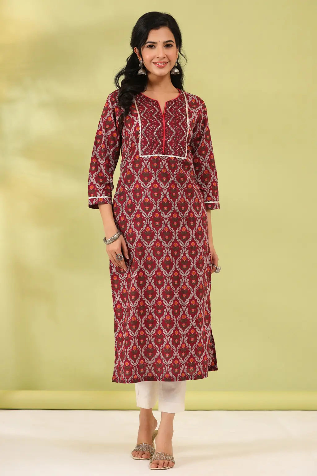 Women Maroon Ethnic Printed…