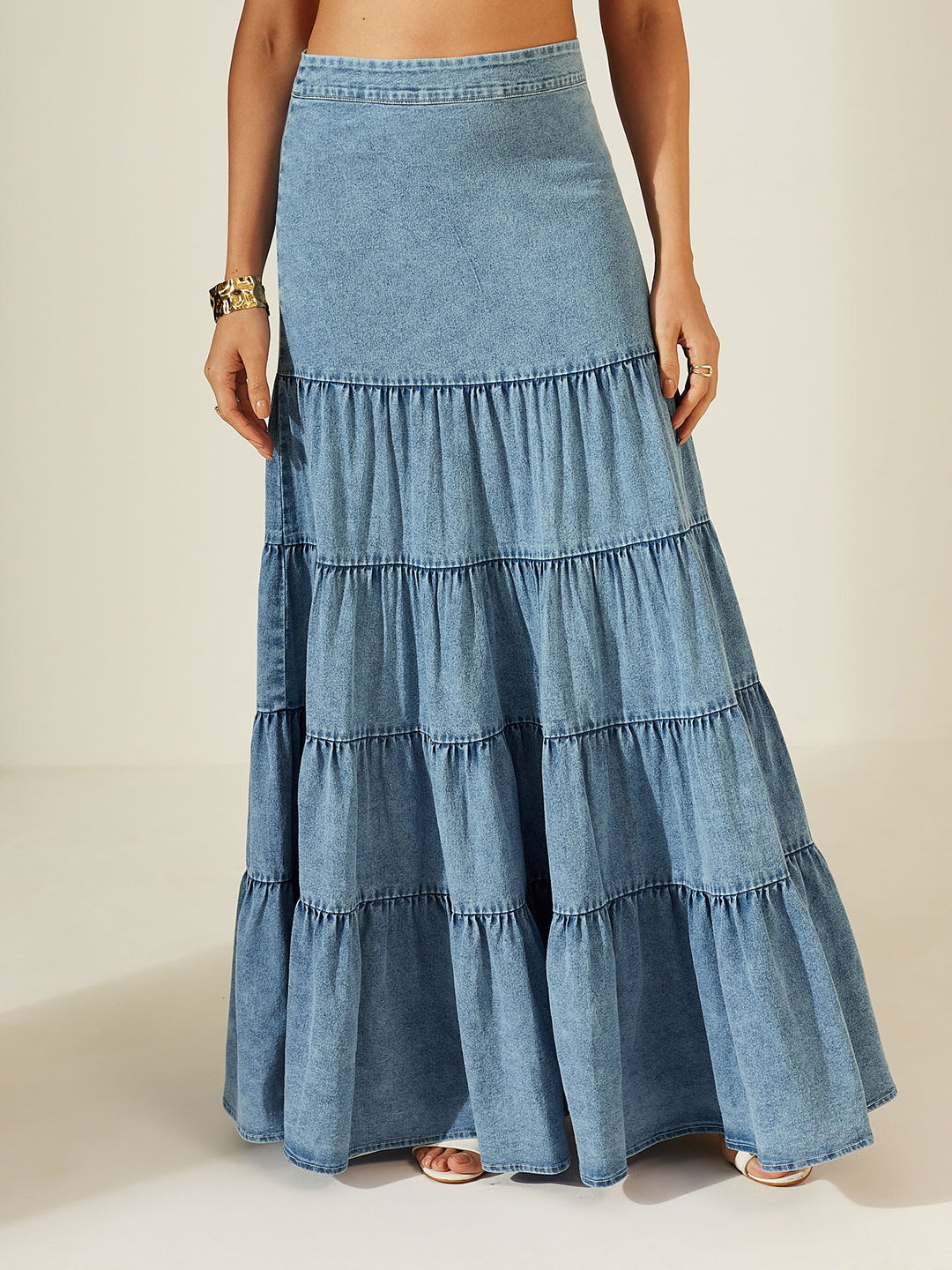 Women’s Light-Blue High-Rise Gathered…