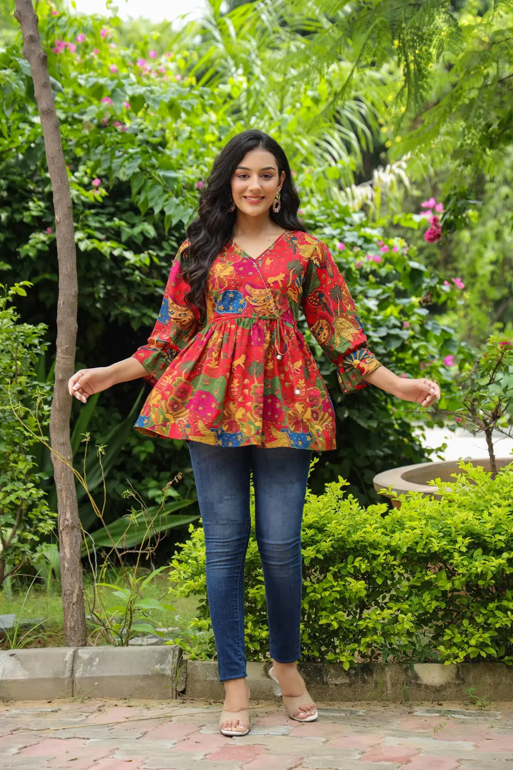 Women Red Tribal Print…