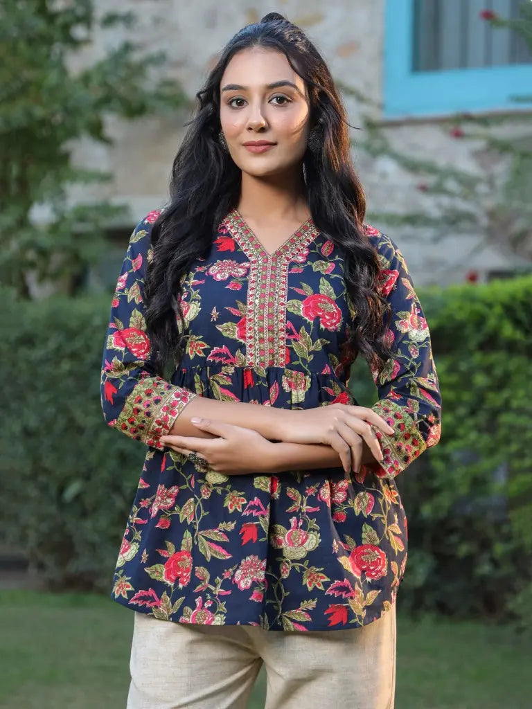 Women Navy Blue Floral…