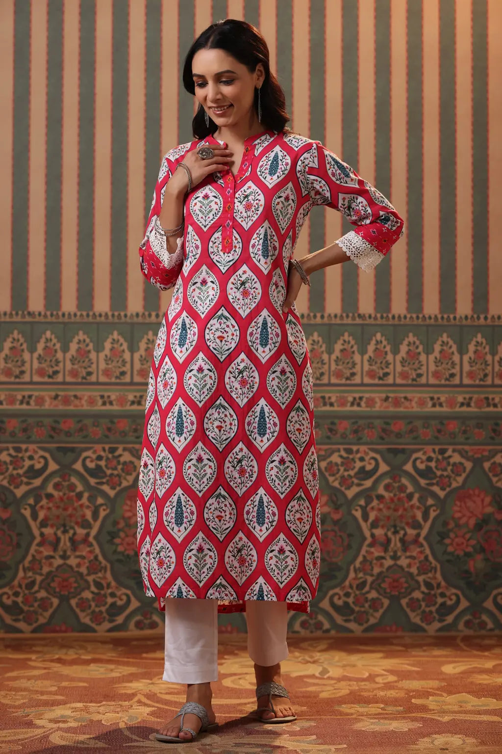 Women Red Ethnic Motifs…
