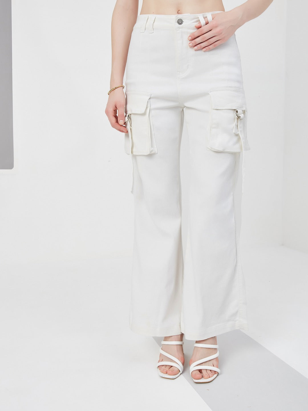 White Bootcut high-rise Regular…