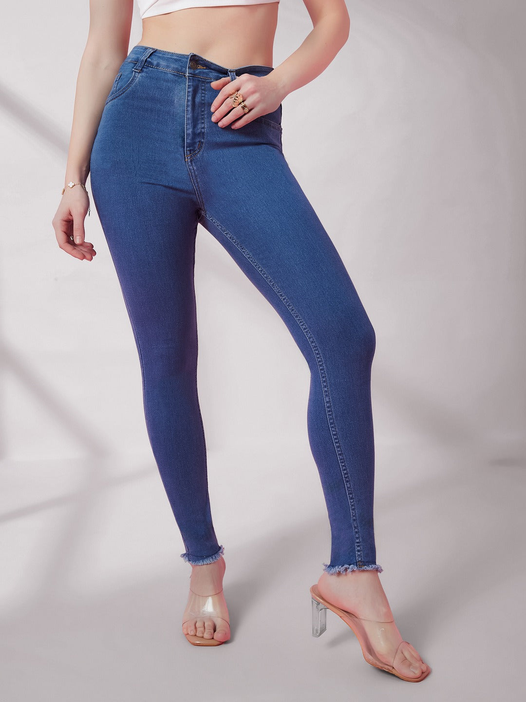 Blue Skinny High-Rise Cropped…