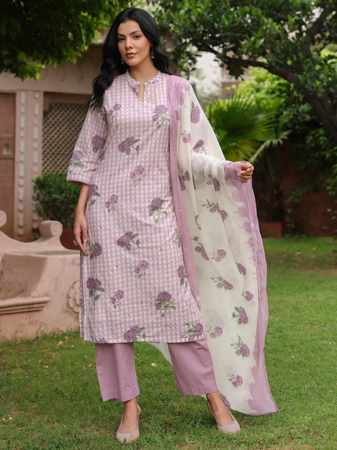 Purple Floral Print 3-Piece…