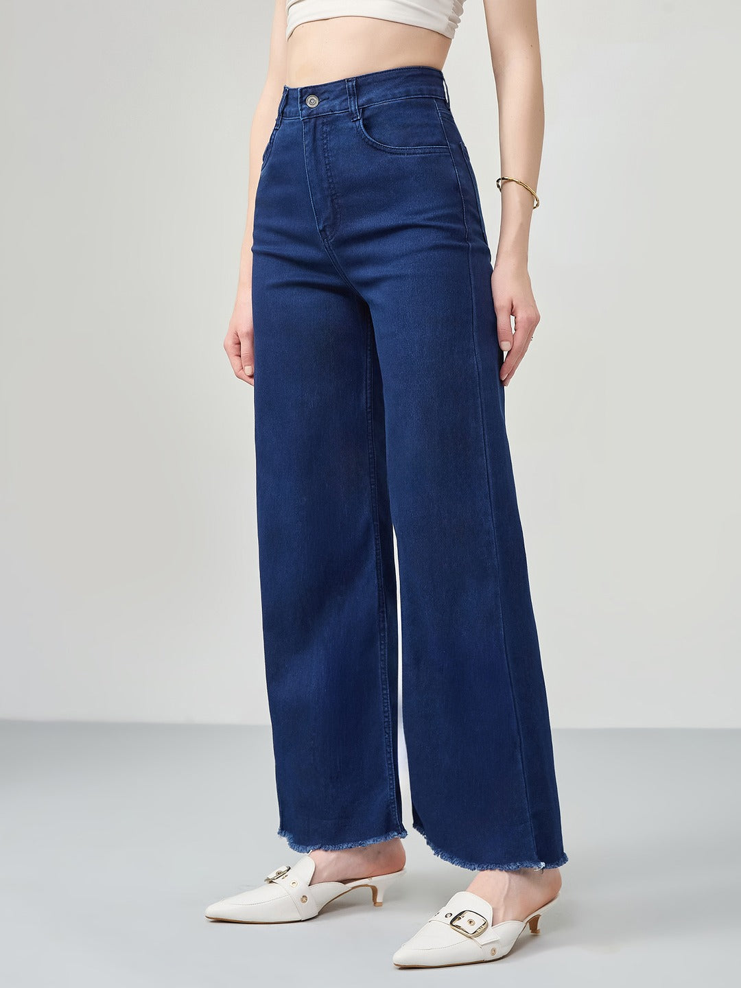 Navy Blue Wide-Leg High-Rise…