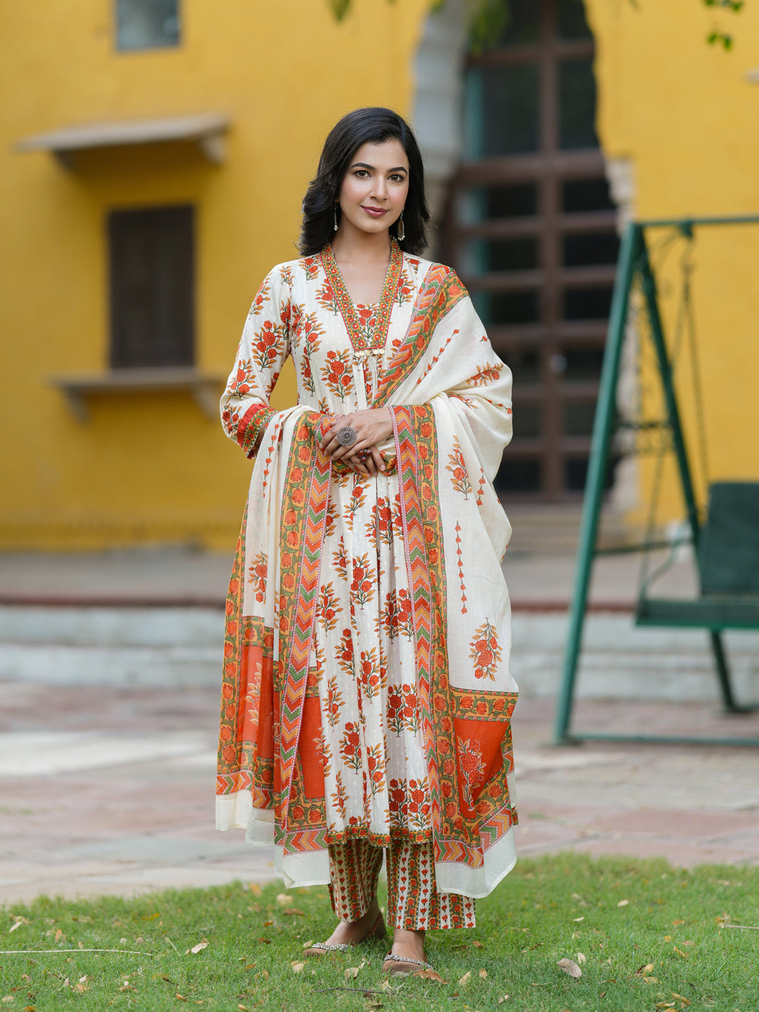 Floral Printed Thread Work…