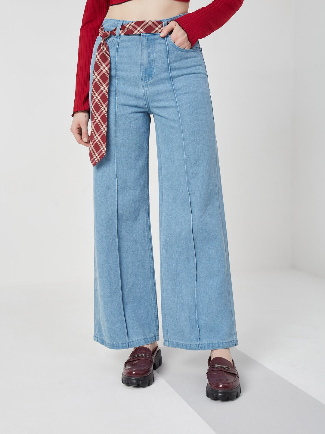 Light Blue Straight-Fit with…