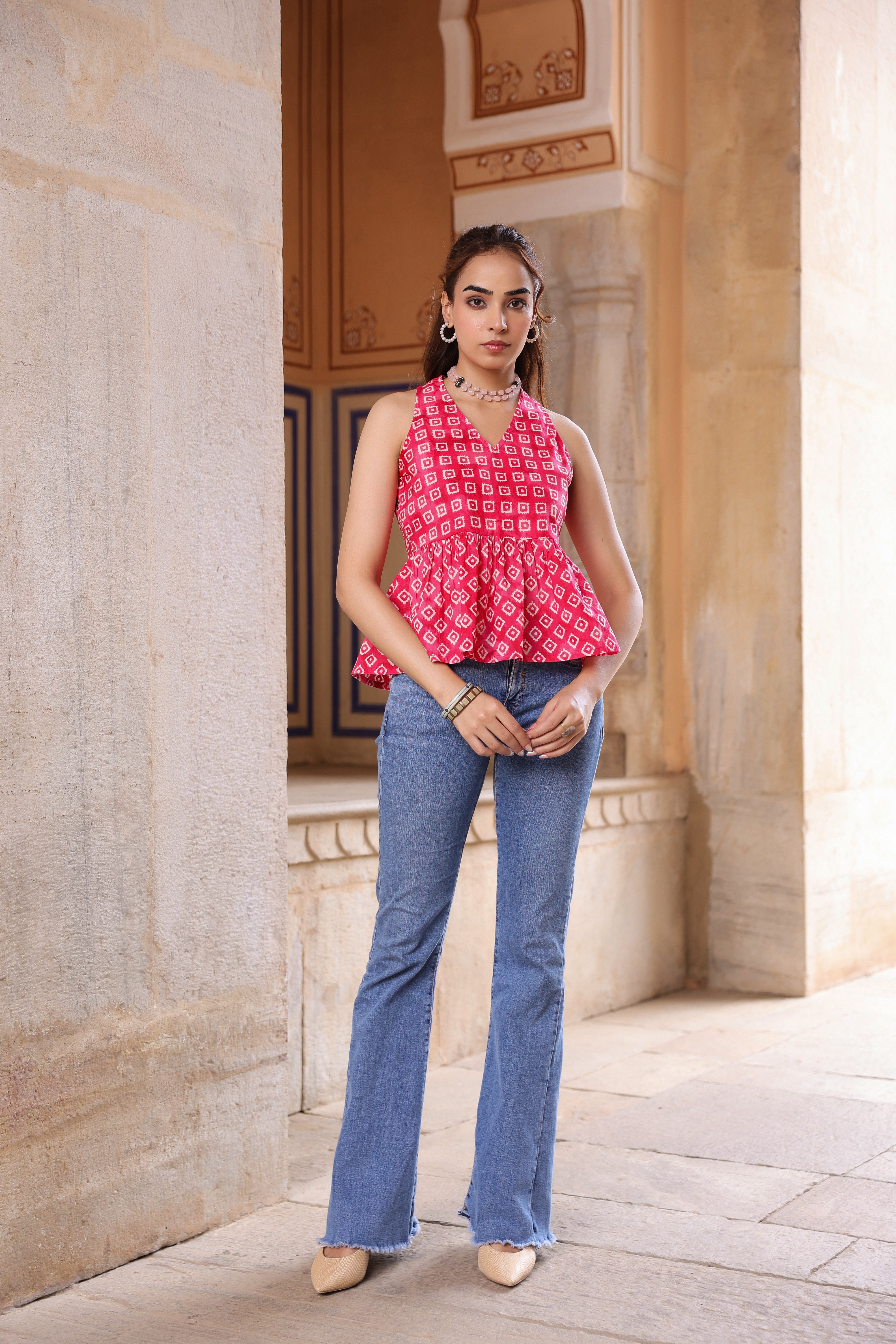 Women Printed V-Neck Cotton…