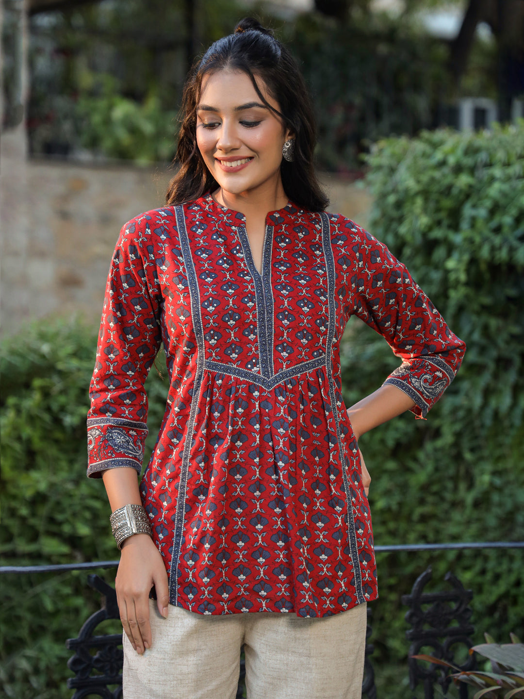 Women Maroon Ethnic Motifs…