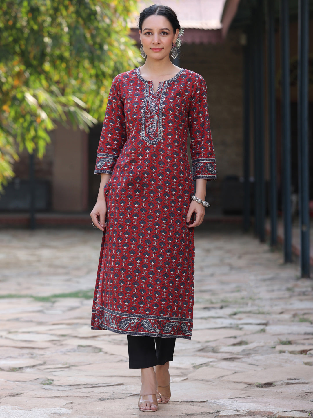 Women Maroon Ethnic Motifs…