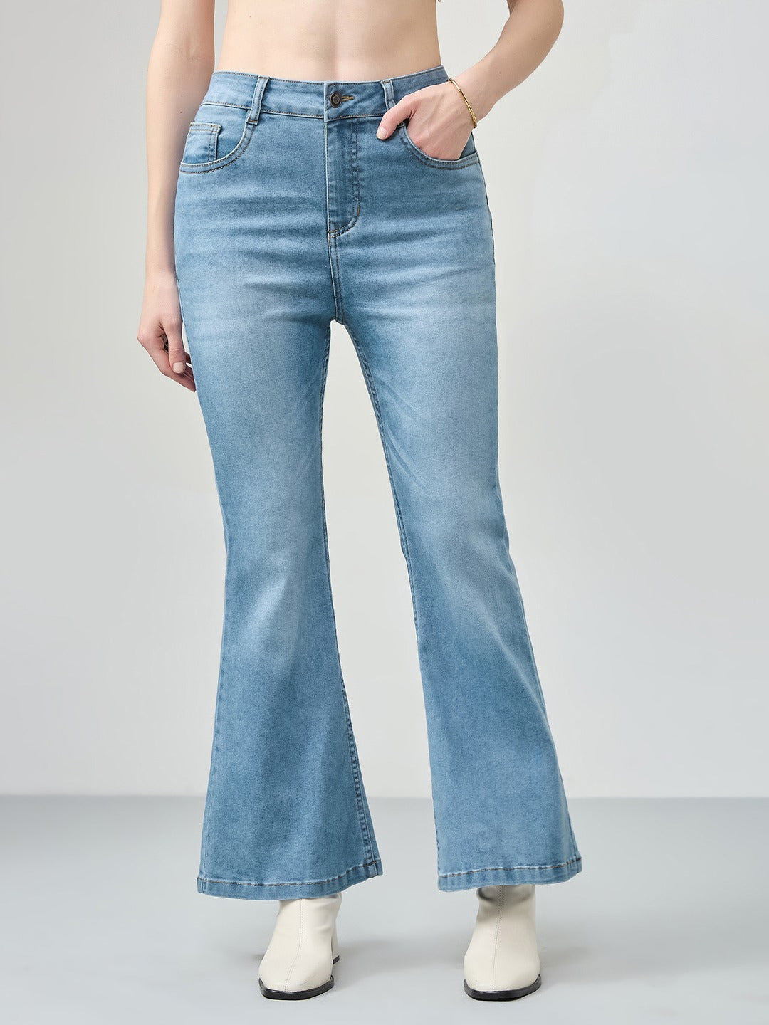 Womens Blue Bootcut high-rise…