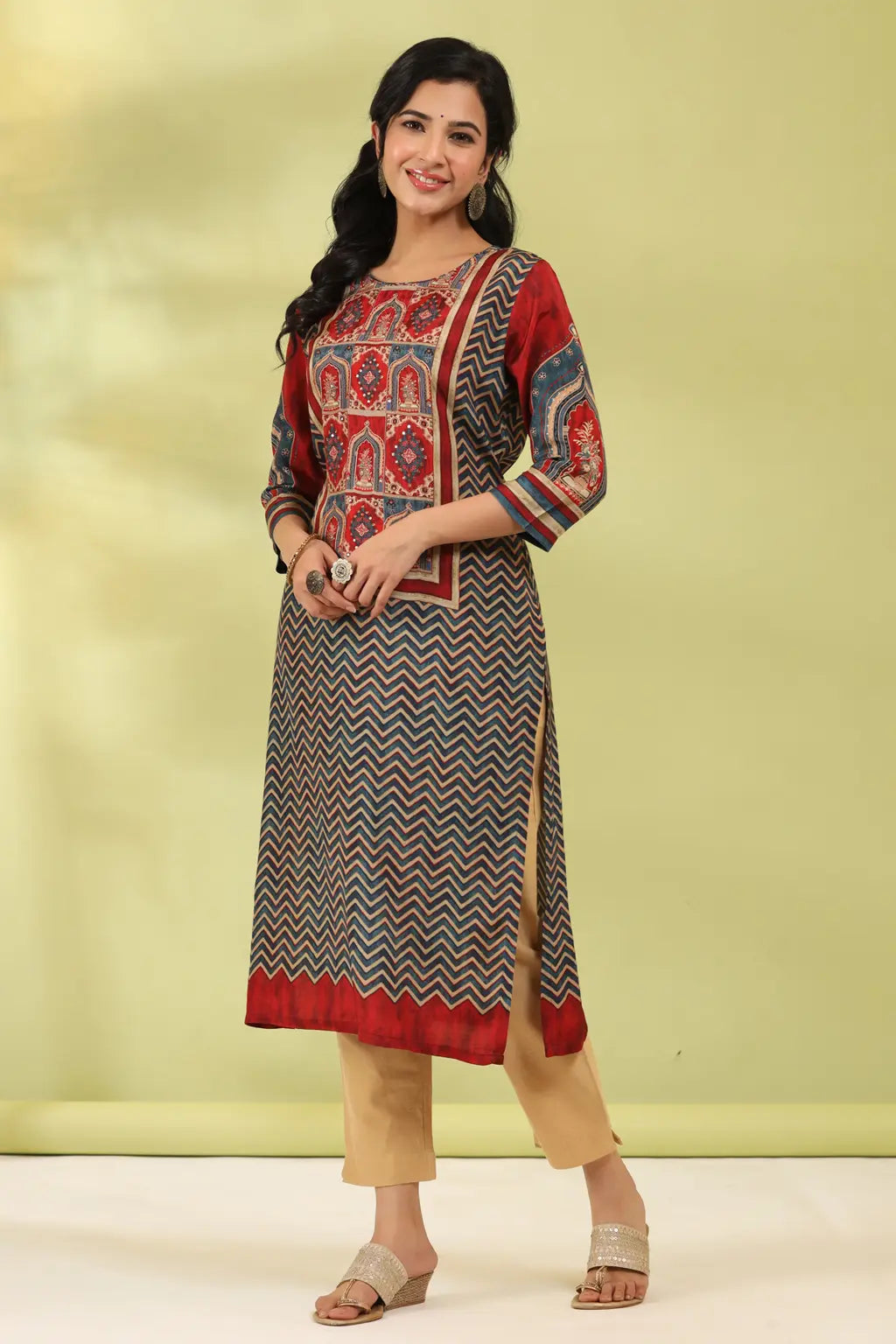 Women Maroon Digital Printed…