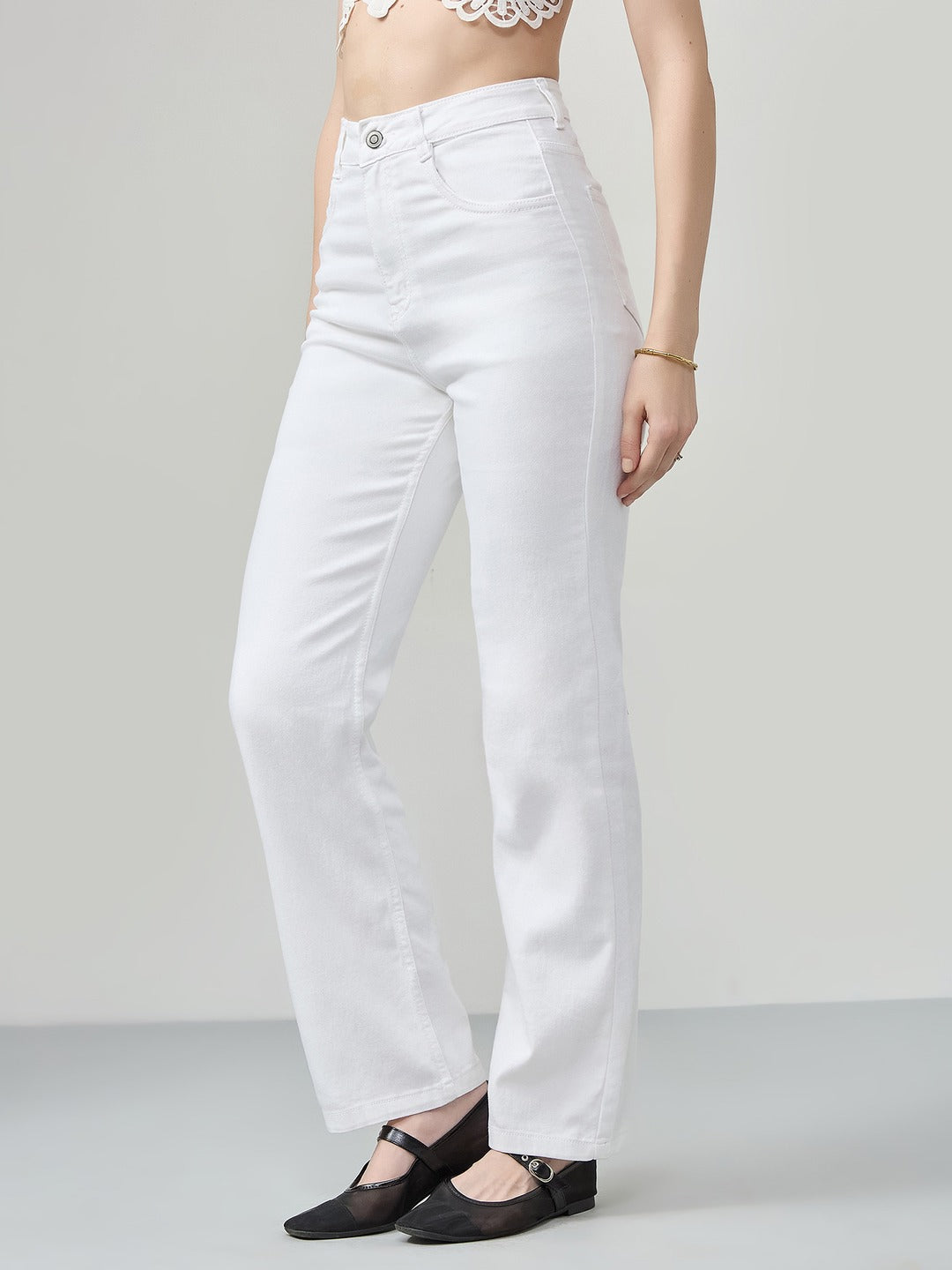 White Straight high-rise Stretchable…