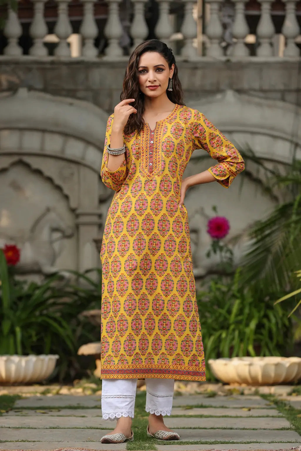 Women Musturd Ethnic Motifs…