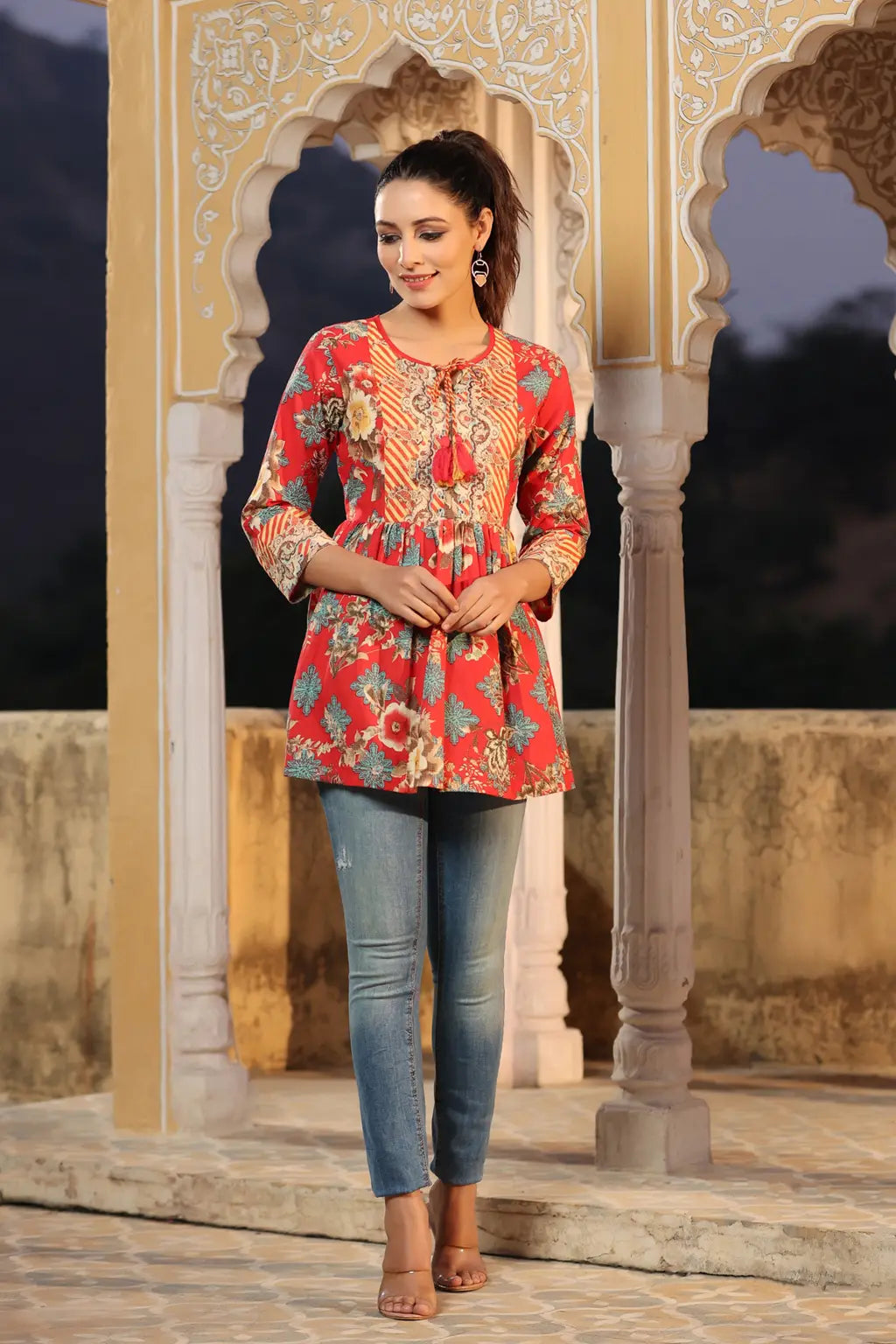 Women Red Floral Print…