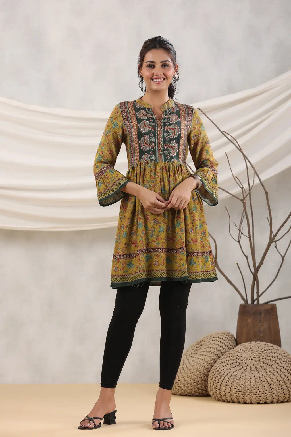Women Mustard Ethnic Motifs…