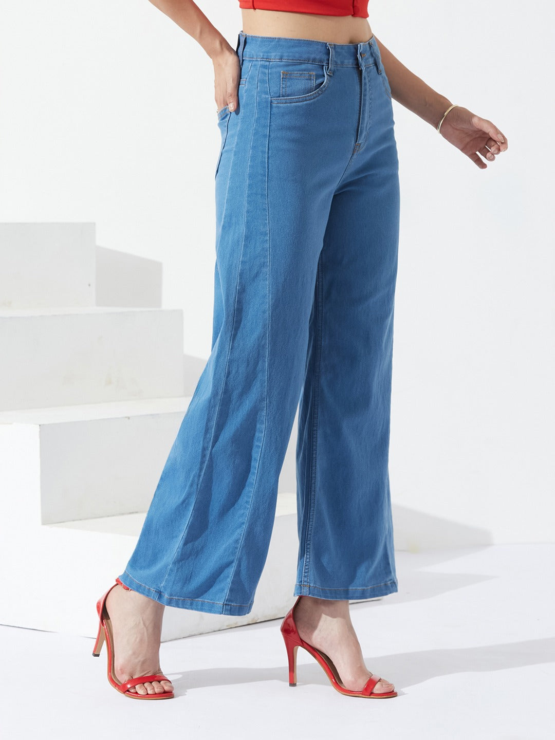 Mid Blue Wide Leg…