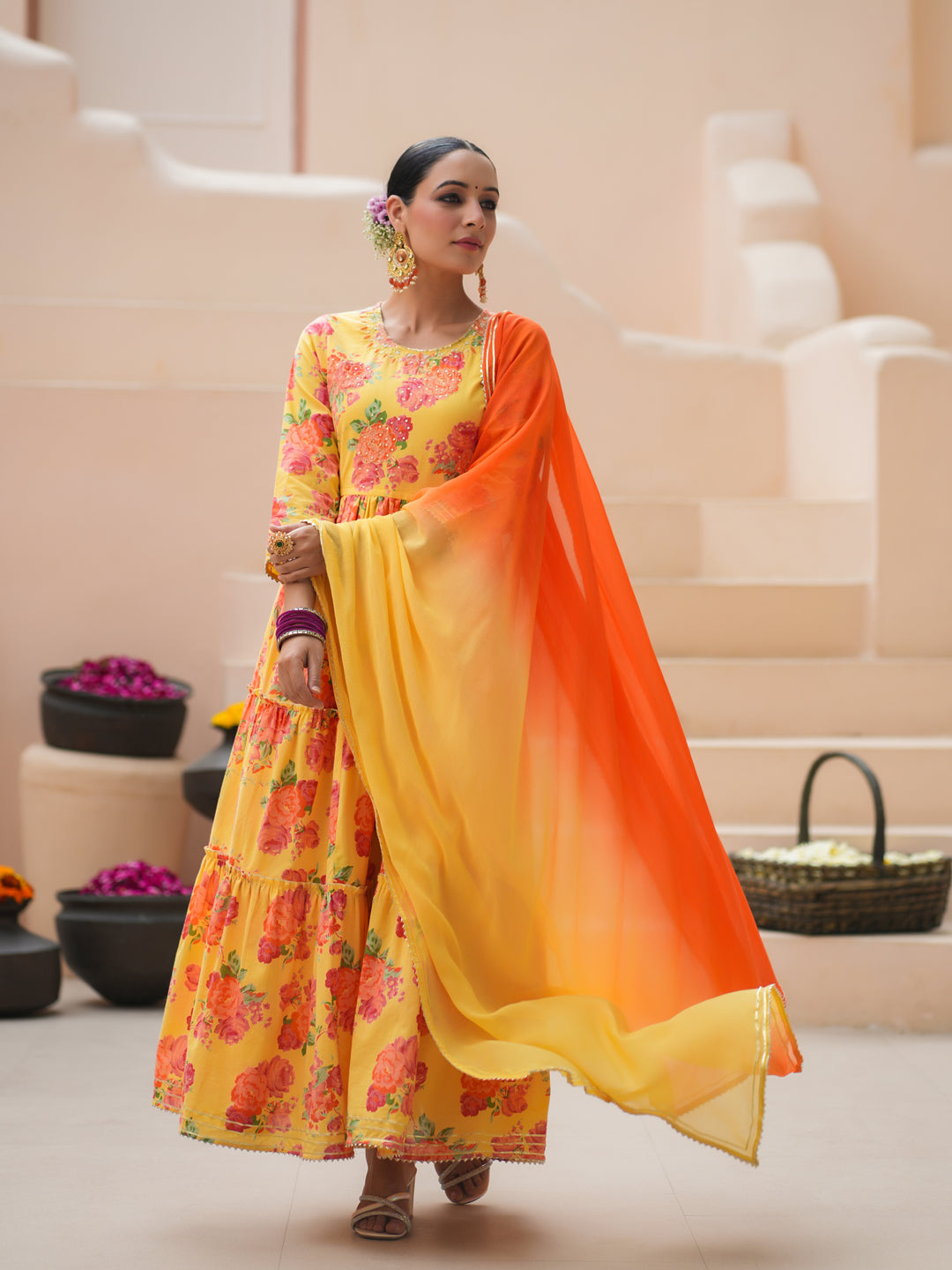 Floral Printed Sequinned Pure…