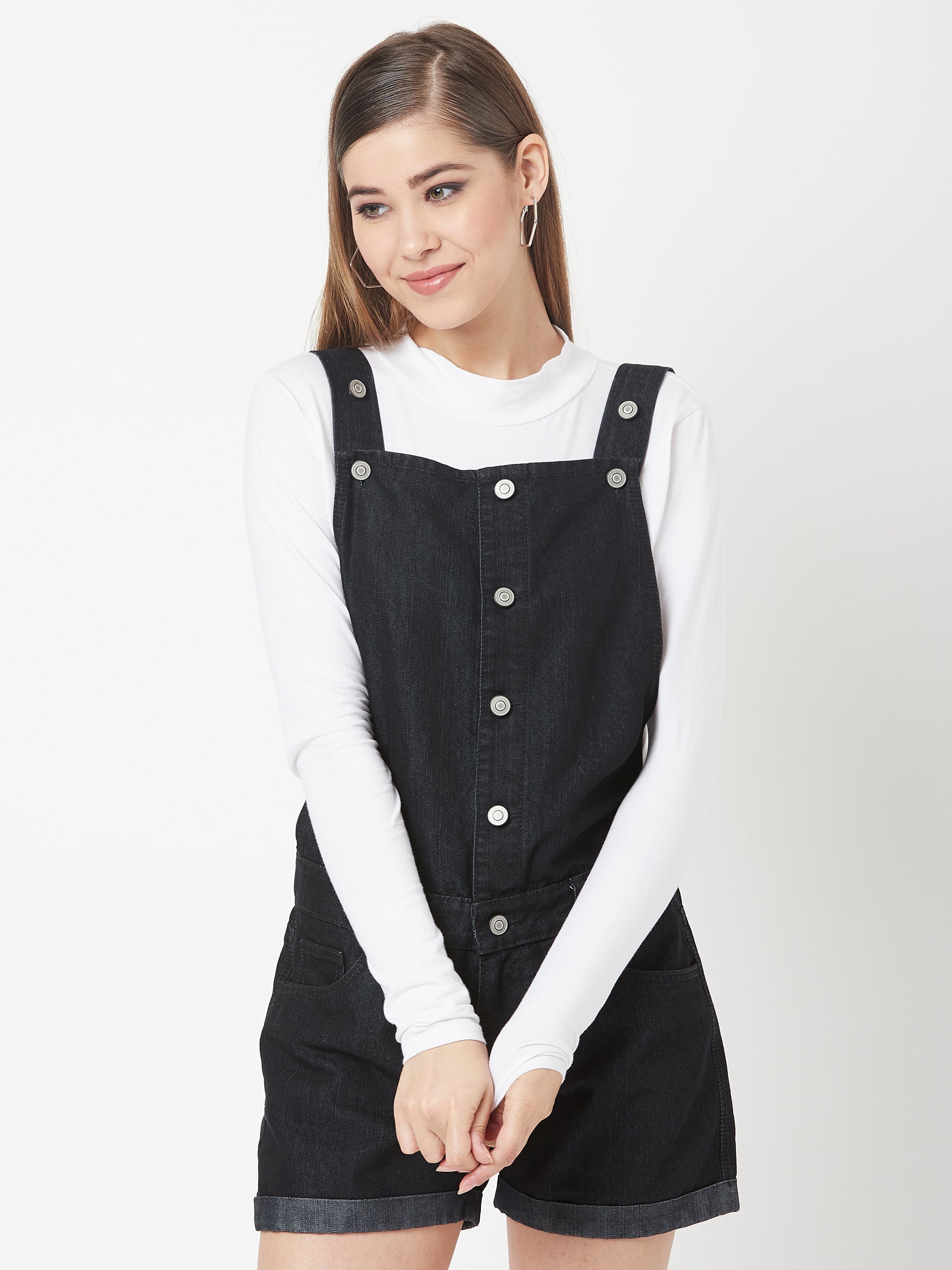 Black Non-Stretchable Solid Mid-Rise…