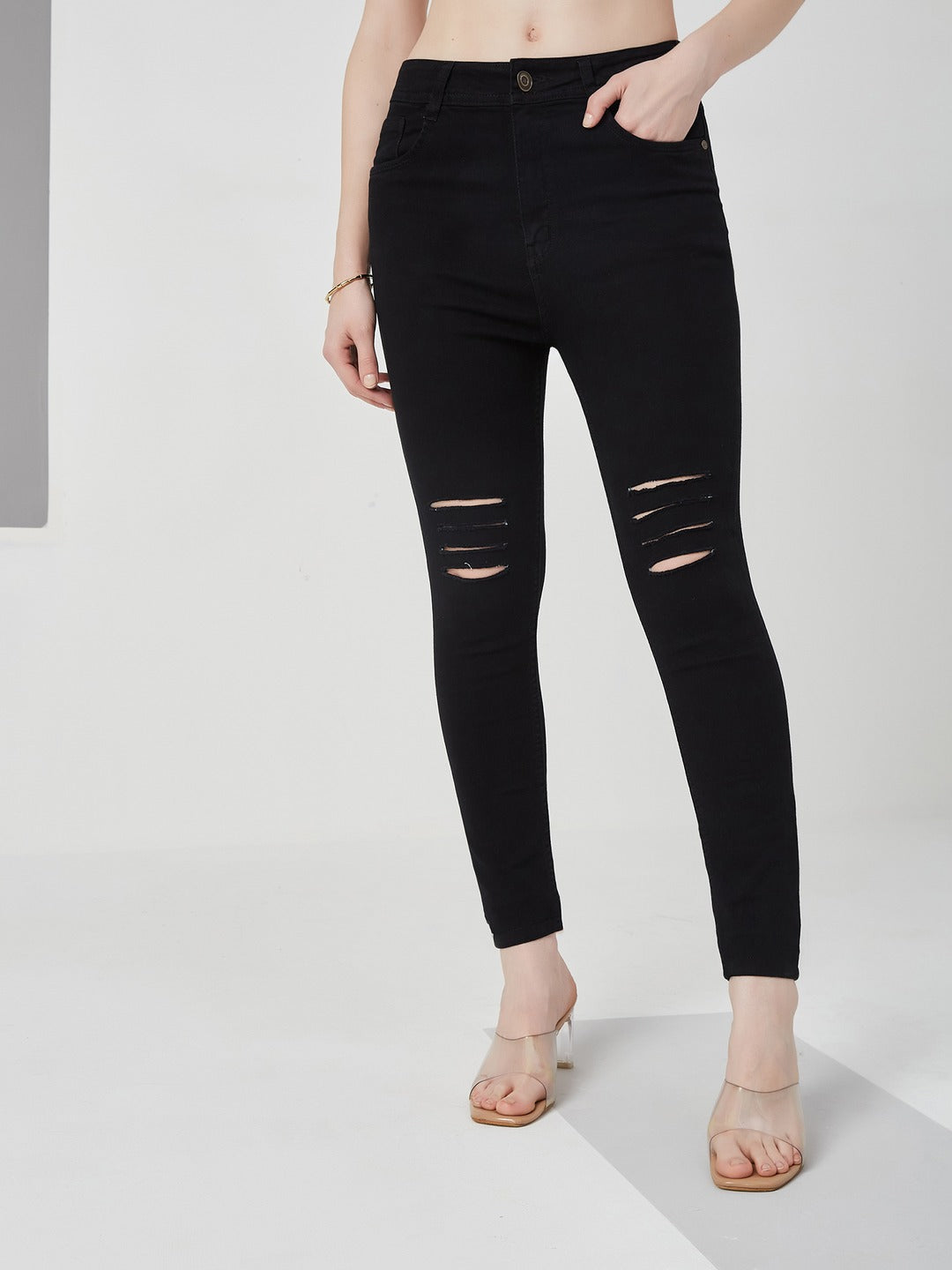 Black Slim Fit high-rise…