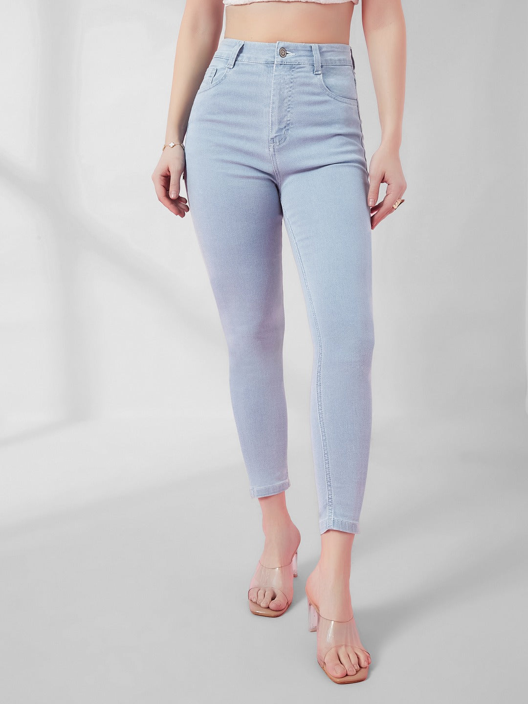 Light Blue Skinny Fringed…