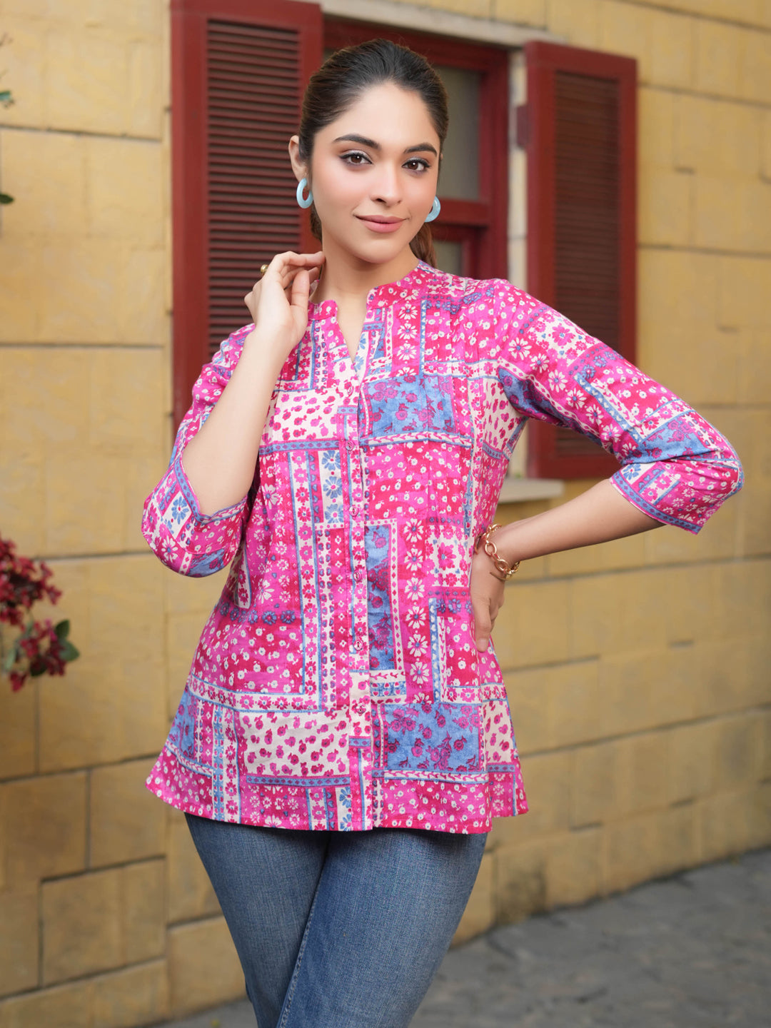 Women Pink Abstract Print…