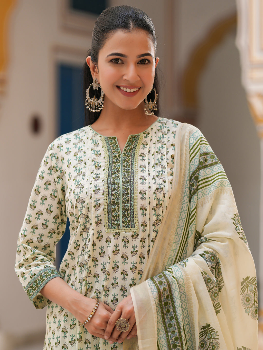 Women Printed Sequinned Pure…