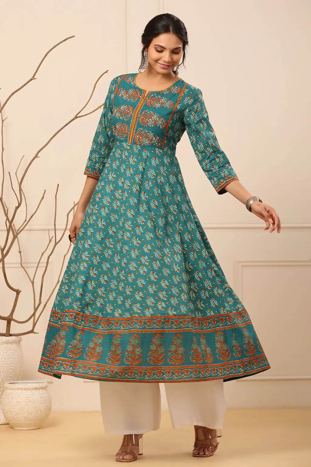 Women Teal Blue Ethnic…