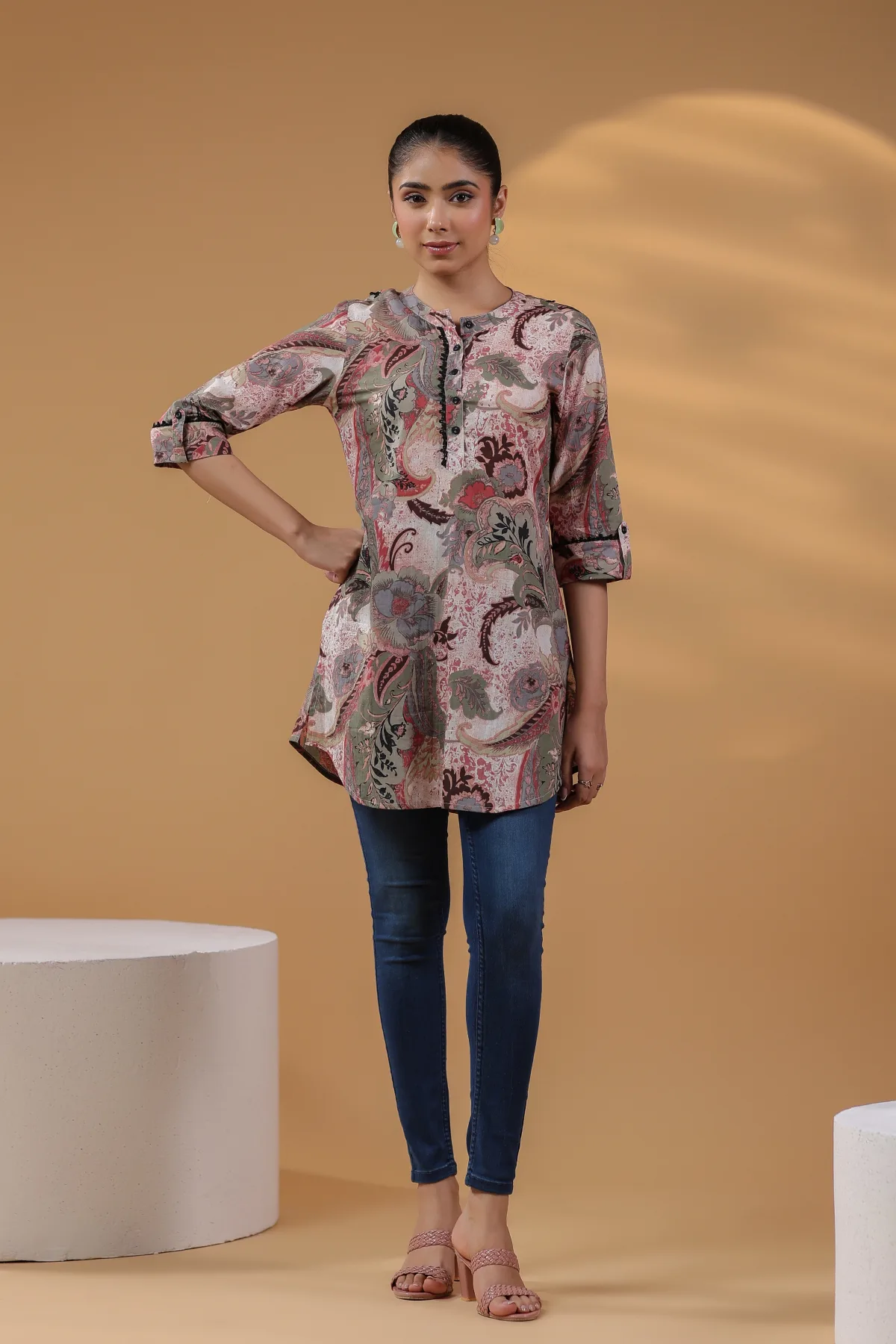 Women Ethnic Motifs Printed Cotton Top