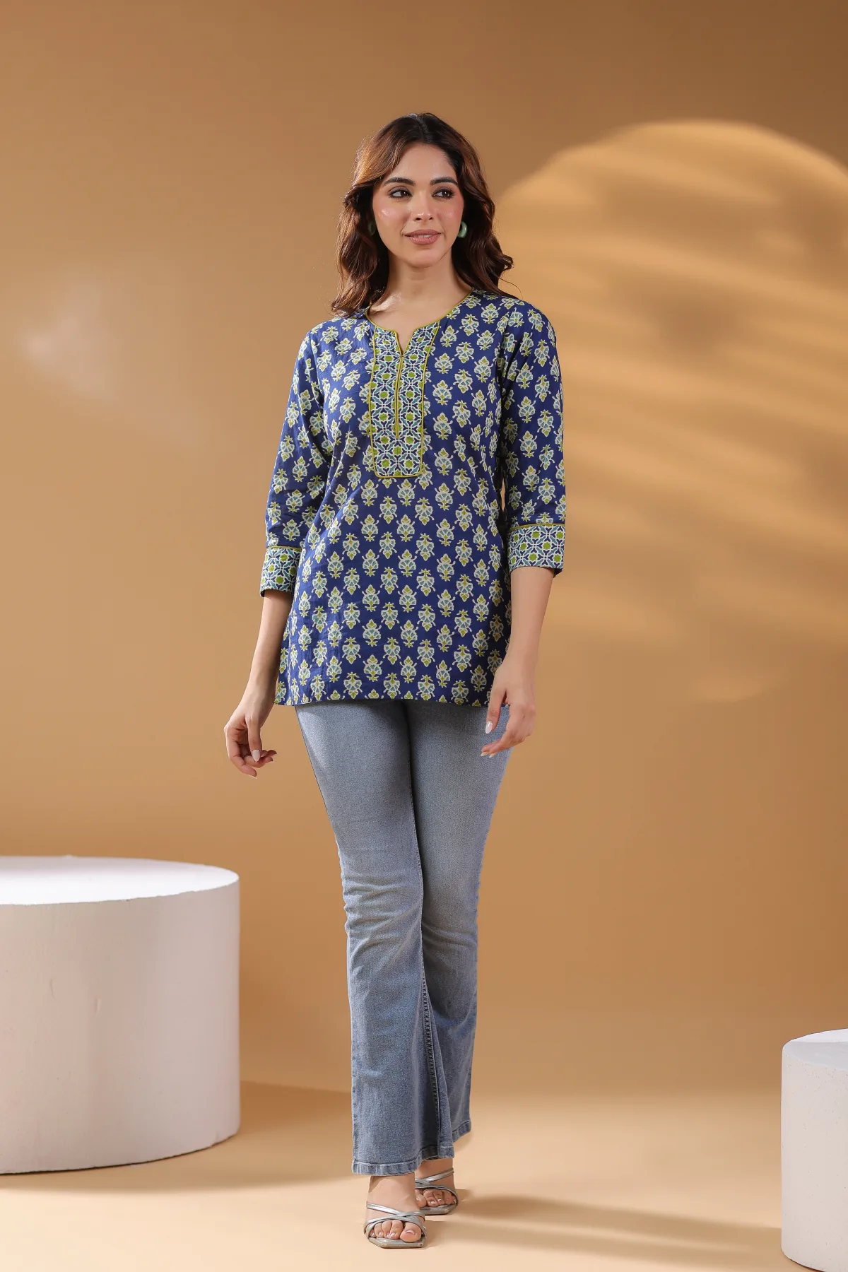 Women Ethnic Motifs Printed Pure Cotton Top